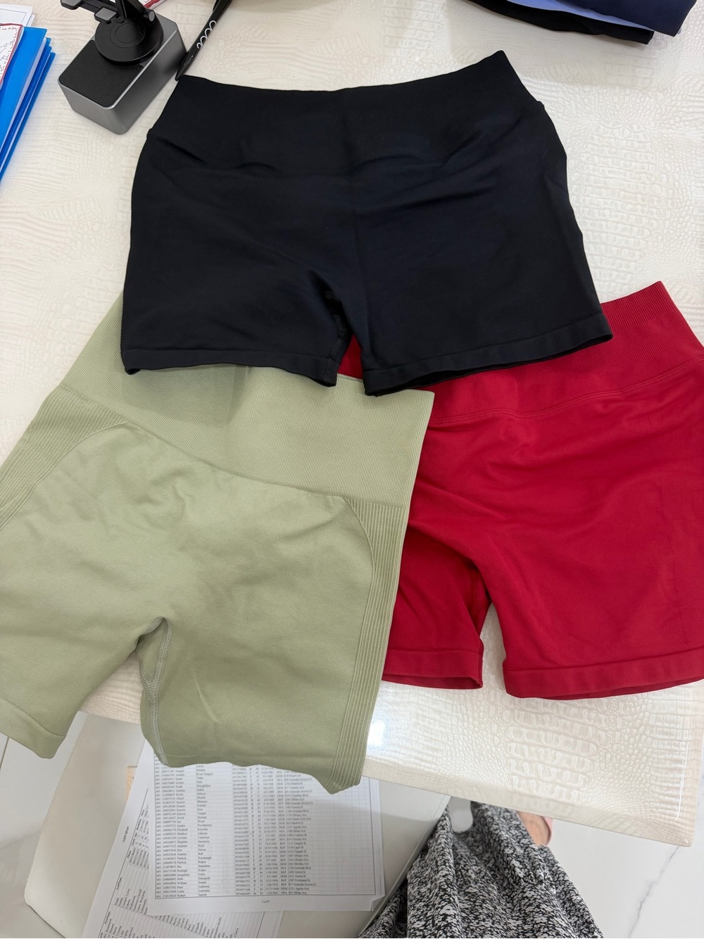 Women’s High-Waist Active Shorts - Black, Olive, Red